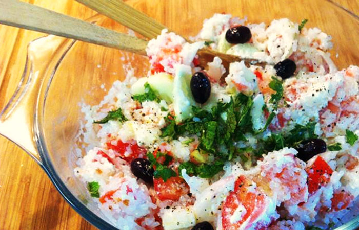 Ensalada de verano con arroz konjac