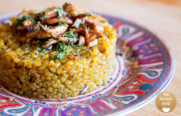 Arroz konjac meloso de calamar