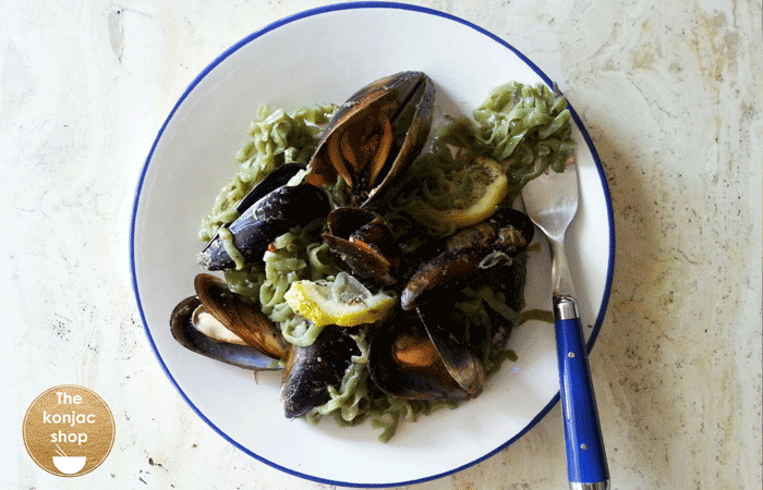 Tallarines con mejillones y salsa de anchoas