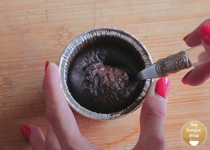 Soufflé de chocolate y konjac