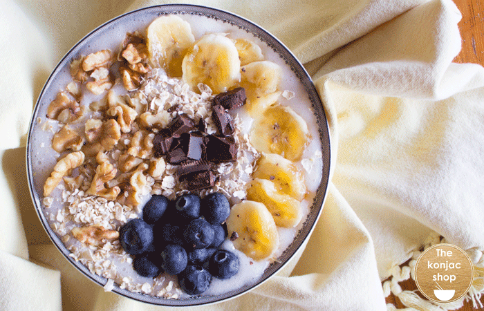 porridge de avena y arroz de konjac
