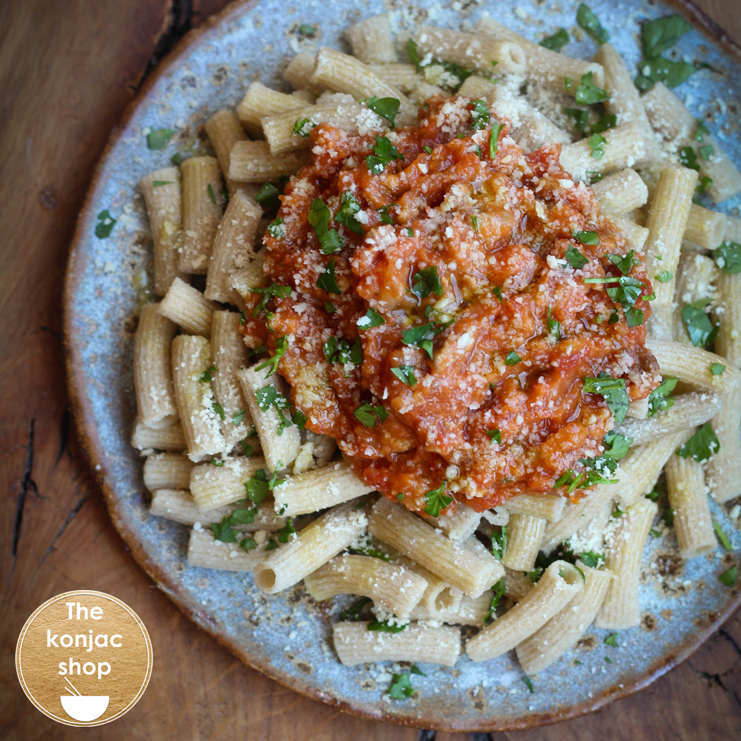 Macarrones Konjac a la Boloñesa