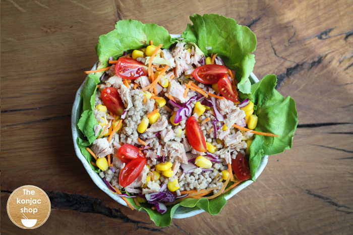 Ensalada de verano con cuscús de konjac